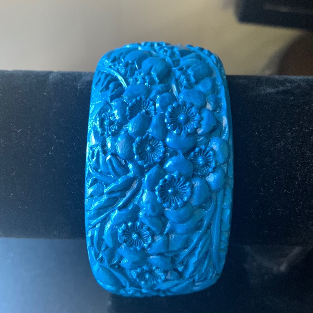 Hand carved wood bangle bracelet